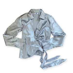 RARE FIND! VINTAGE GAP SILVER FOX SILK WRAP TOP